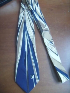 Superbe cravate vintage Pierre Cardin 100 % pure soie bleu marine imprimée TBE - Imagen 1 de 4