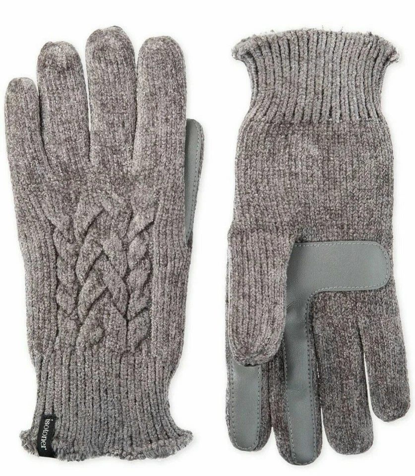 Isotoner Mujer Pantalla Táctil Chenille Cable Tejido Guantes Gris Talla Única Foto 1 de 1
