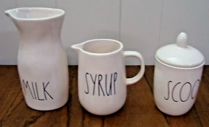 NEW 3 Rae Dunn Magenta Artisan Collection SCOOP SYRUP MILK Canister Jar Pitcher - Afbeelding 1 van 6