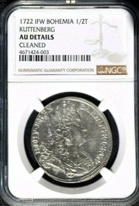 1722 IFW Bohemia 1/2 Taler, NGC AU Details - Cleaned, Seldom Offered, Kuttenberg - Picture 1 of 3