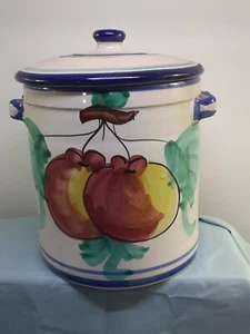 Vietri Buon Giorno Canister Crock W/ Lid Hand Painted, Fruit Design, Vintage - Picture 1 of 8