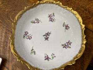 LIMOGE FRANKREICH SERVIERSCHALE 10" ORCHIDEEN GOLDRAND - Bild 1 von 5