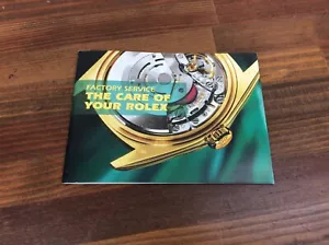 Rolex Factory Service The Care Of Your Rolex Booklet + Free Shipping - Picture 1 of 12