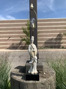 Vintage Asian Geisha Girls Table Lamps Porcelain and Brass - Picture 1 of 19