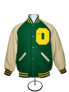 Oregon DUCKS Button Up VARSITY LETTERMAN JACKET Coat by Maverick    MEN'S  S - Picture 1 of 3