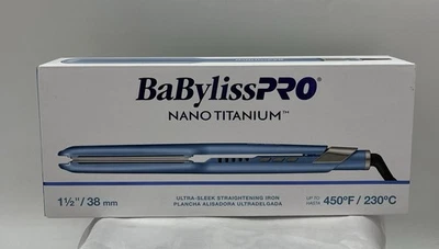 BaBylissPRO Nano Titanium 1¾ " 38mm Digital Ionic Flat Iron Blue 450 Degrees New - Image 1 of 4