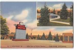 Wyoming CHEYENNE MOTEL Roadside BL Rayor 1940s Linen Vintage Postcard - Picture 1 of 2
