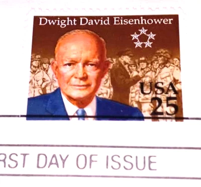 德怀特·艾森豪威尔 - 总统 - 1990 年 22 克拉金色复制品邮票 - 黄金复制品 — 第 1/4 张图片