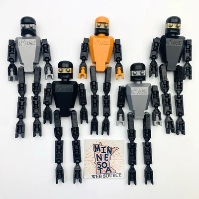 5 Knex Action Figures - Silver Black Orange Robot People Men K'nex Parts - Image 1 of 3