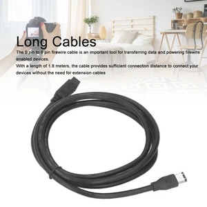 IEEE1394 Firewire DV Cable 800Mbps 9 Pin To 6 Pin Male To Male Firewire DV Ca CB - Afbeelding 1 van 24