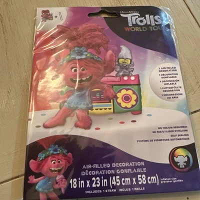 ANAGRAMA DE CUMPLEAÑOS TROLLS WORLD TOUR DECORACIÓN LLENA DE AIRE 18 PULGADAS X 23 PULGADAS Foto 1 de 2