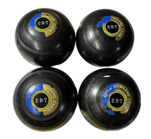 Juego de 4 cuencos para césped negros THOMAS TAYLOR talla 6 hechos en Escocia - Imagen 1 de 6