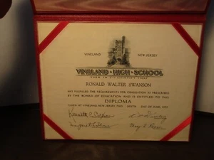 Vineland New Jersey High School Diploma - 1952 - Picture 1 of 3