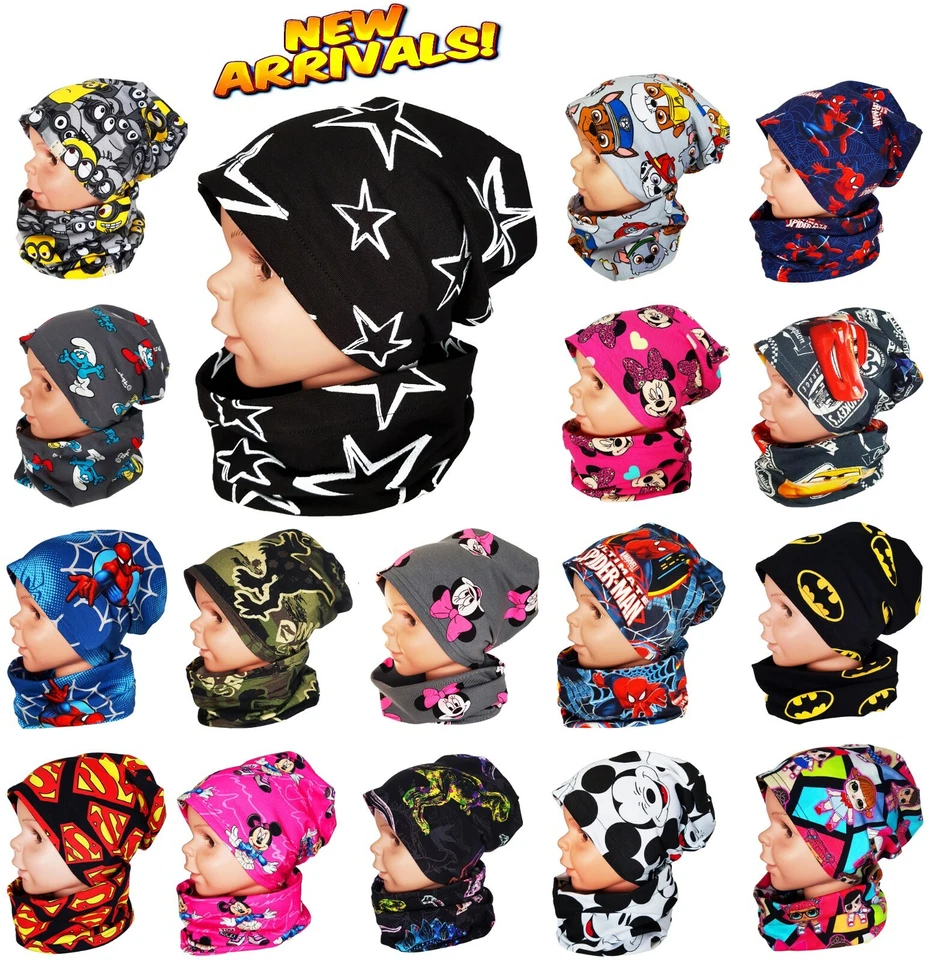 Kinder Kinder Jungen Mädchen Mütze Schlauchschal Frühling Herbst Baumwolle Set 1-2-4-8-12 Jahre