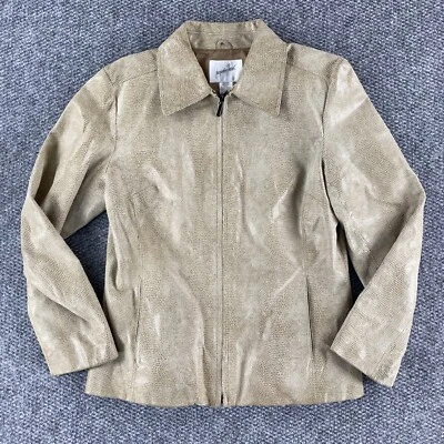 Chaqueta de cuero para mujer Jaqueline Ferrar cremallera completa talla mediana Foto 1 de 4