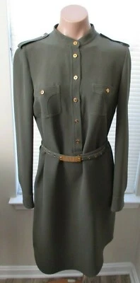 EMILIO PUCCI Green Shirt Dress with Gold Buttons Epaulettes & Matching Belt - 42 - Image 1 of 4