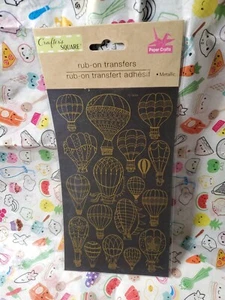 Hot Air Balloon Metallic Rub On Transfers Sticker Planner Crafts Scrapbook  - Picture 1 of 2