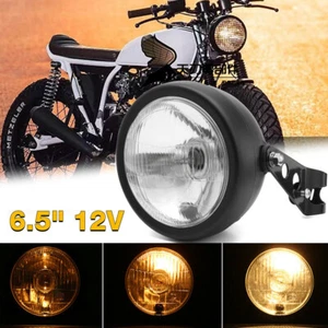 6.5" inch Motorcycle Motorbike Halogen Headlight Front Light Headlamp W/ Bracket - Picture 1 of 9