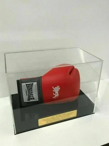 Boxing glove Display Case Landscape Personalised on Silver or Gold Mirror. - Picture 1 of 2