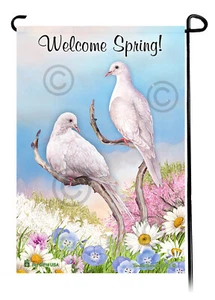Welcome Spring Garden Flag - White Doves - Picture 1 of 1