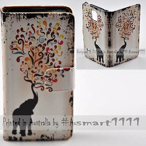 For Samsung Galaxy Series - Elephant Swirl Print Wallet Mobile Phone Case Cover - Picture 1 of 2