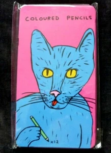 DAVID SHRIGLEY Mensajes Fuertes Artista Diseñado ESTAÑO DE 6 12 LÁPICES DE COLORES - Imagen 1 de 7