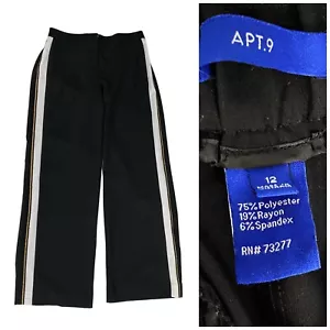Pantalones APT 9 Mujer Talla 12 Negro Esmoquin Rayas Pantalones Trabajo Oficina Carrera Deporte - Imagen 1 de 11