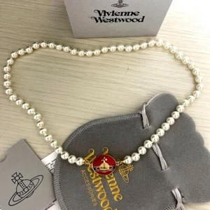 Gargantilla Vivienne Westwood Collar Perla Esmaltada Rojo x Oro 40cm EN CAJA - Imagen 1 de 5