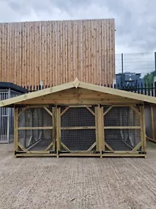 Dog Kennel 10 x 8ft triple, wood animal house by Benchmark Kennels - Picture 1 of 6