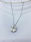 Sterling Silver Cooper Rhinestones Flowers Heart Shape Pendant Chain Necklace