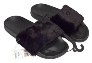 ¡NUEVAS SANDALIAS MULAS WONDER NATION TALLA 13/1 PIEL SINTÉTICA NEGRAS PUNTERA ABIERTA! - Imagen 1 de 6