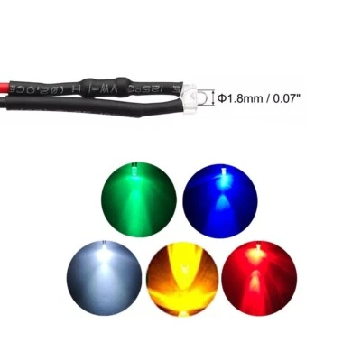 Tiny 1.8mm Smallest LED Light Bulb Clear PCB Attached Pre-Wired 5V-12V DC Round - Image 1 of 4