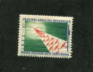 Poster Stamp Label CENTURY OF PROGRESS 1933 Crociera Aerea Worlds Fair flight rd - Picture 1 of 2