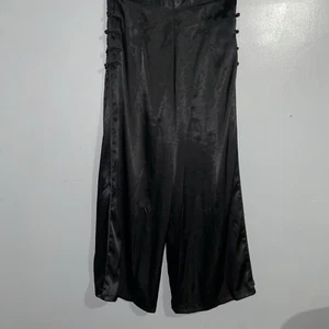 100% Silk Pants Black Made In Vietnam Tag Says 3XL Fits Like Lg Wide Legged - Picture 1 of 11