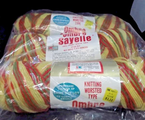 VTG Sayelle Ombre Yarn # 1580 Woodland Lime / Yellow / Green /Red 3 Skeins - Picture 1 of 2