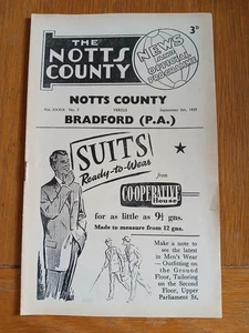 Notts County v Bradford Park Avenue. 5th September, 1959. Fourth Division. - Picture 1 of 4