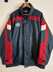 Vintage Umbro Navy Red Puffer Jacket | Size XL | 90s Retro | Rain Coat - Picture 1 of 9