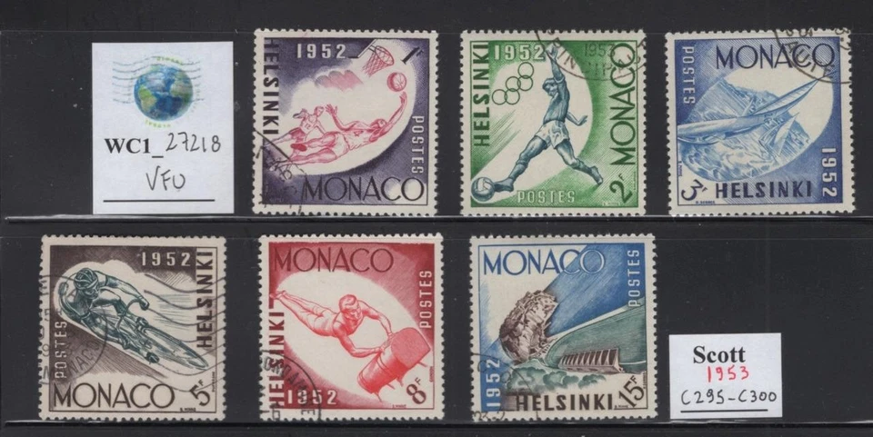 WC1_27218.MONACO. Juego Juegos Olímpicos Helsinki 1954. Sc. 295-300. Usado Foto 1 de 1