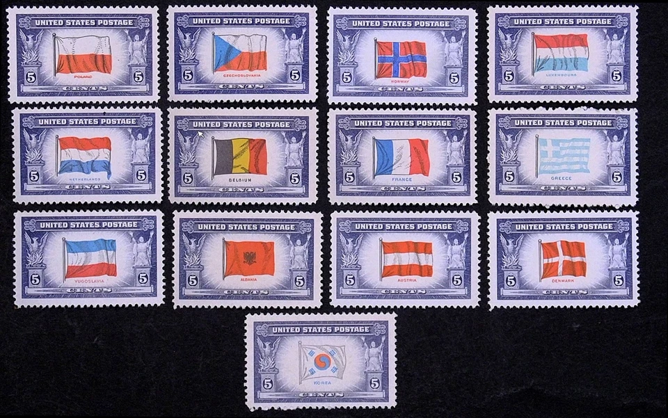 lss USA Scott 909-921 1943 Overrun Countries Set MNH - Image 1 of 1