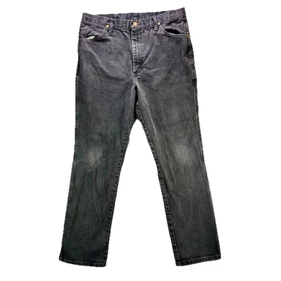 Jeans Wrangler Vintage Masculino 36x32 Preto Corte Cowboy Slim Fit Denim Western Desbotado - Imagem 1 de 4