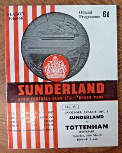 Programme Sunderland V Tottenham Hotspurs 26 March  1966 Roker Park - Picture 1 of 1