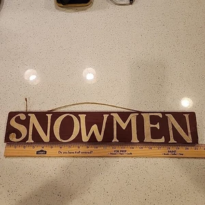 Insegna Pupazzo di Neve Fatta a Mano in Legno Rosso 21" - Foto 1 di 4