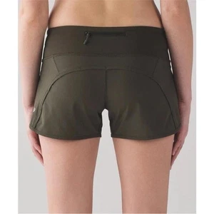 Lululemon Run Times Shorts Damen 6 Sport Fitness Laufen gefütterte Taschen olivgrün - Bild 1 von 6
