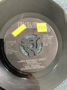 Neil Sedaka. Happy Birthday Sweet Sixteen 7" Vinyl. 1961. RCA - Picture 1 of 2