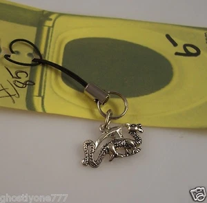 Dragon cell phone charm or purse charms silvertone - Photo 1 sur 1