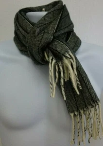 Vintage Bill Blass Cashluxe rechteckiger Schal grau schwarz creme 52" x 10" gestreift - Bild 1 von 7