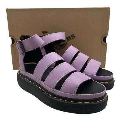 Sandalias cuádruples Dr. Martens Clarissa II para mujer talla 7 lila púrpura cuero grueso Foto 1 de 4