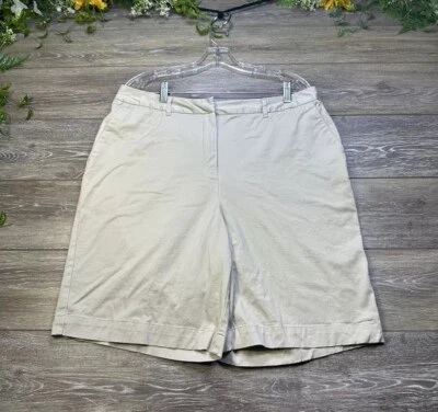 Pantalones Cortos Studio Works Talla 16 Mujer Beige Elástico Bermudas, Bolsillos 9.5” Entrepierna Foto 1 de 4