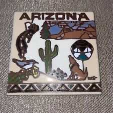 VTG 1999 Earthtones Handcrafted Arizona Krit Decorative Art Tile Trivet 5 3/4