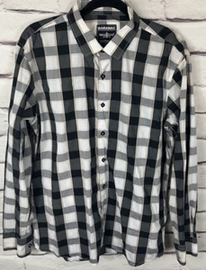 Barabas Mens Size XL White/Black/Brown Plaid Long Sleeve Button Up Shirt - Picture 1 of 6
